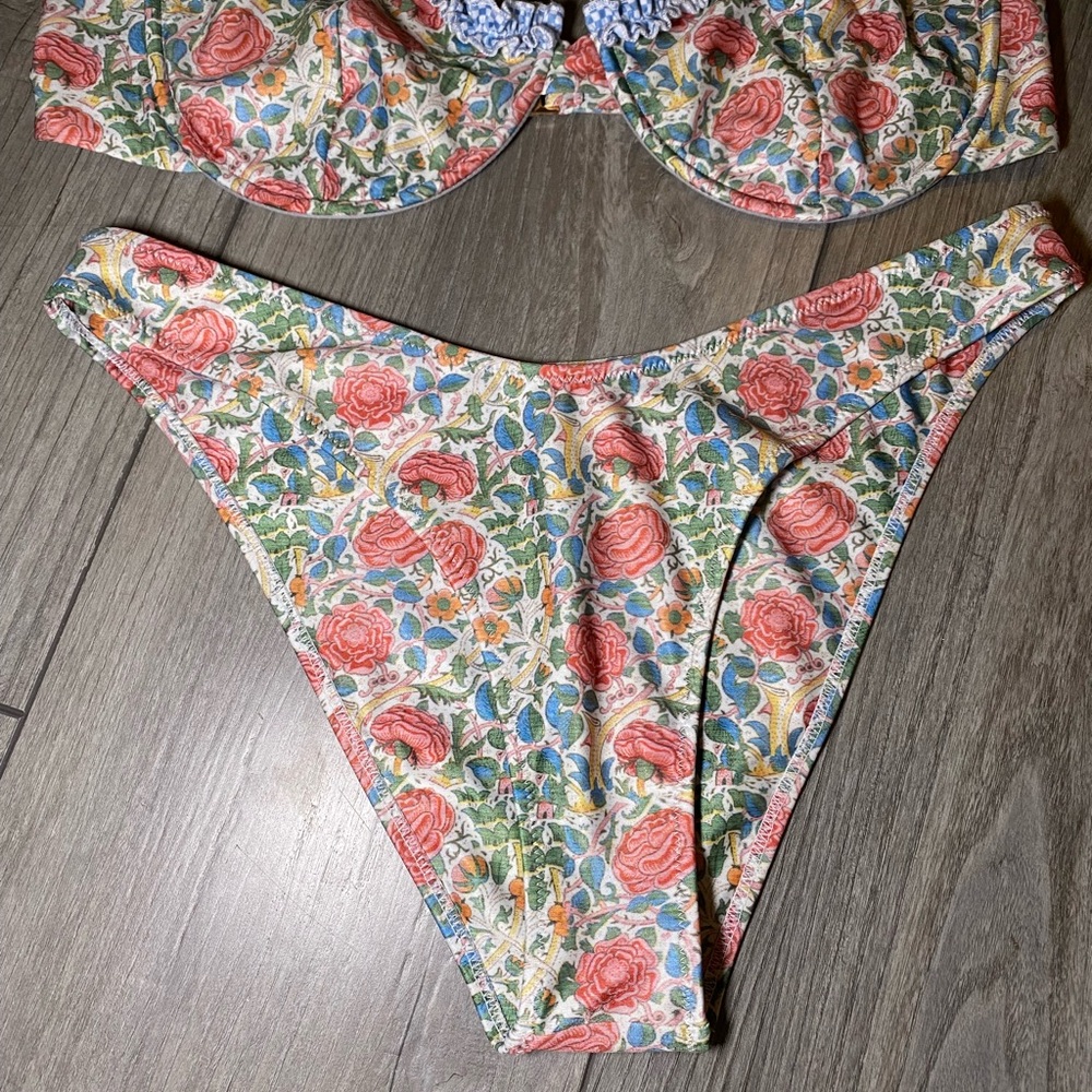 EUC Like New Ladybird Bikini Top (XXL) and Bottom (Large) Floral Ruffle Gingham - Picture 5 of 15